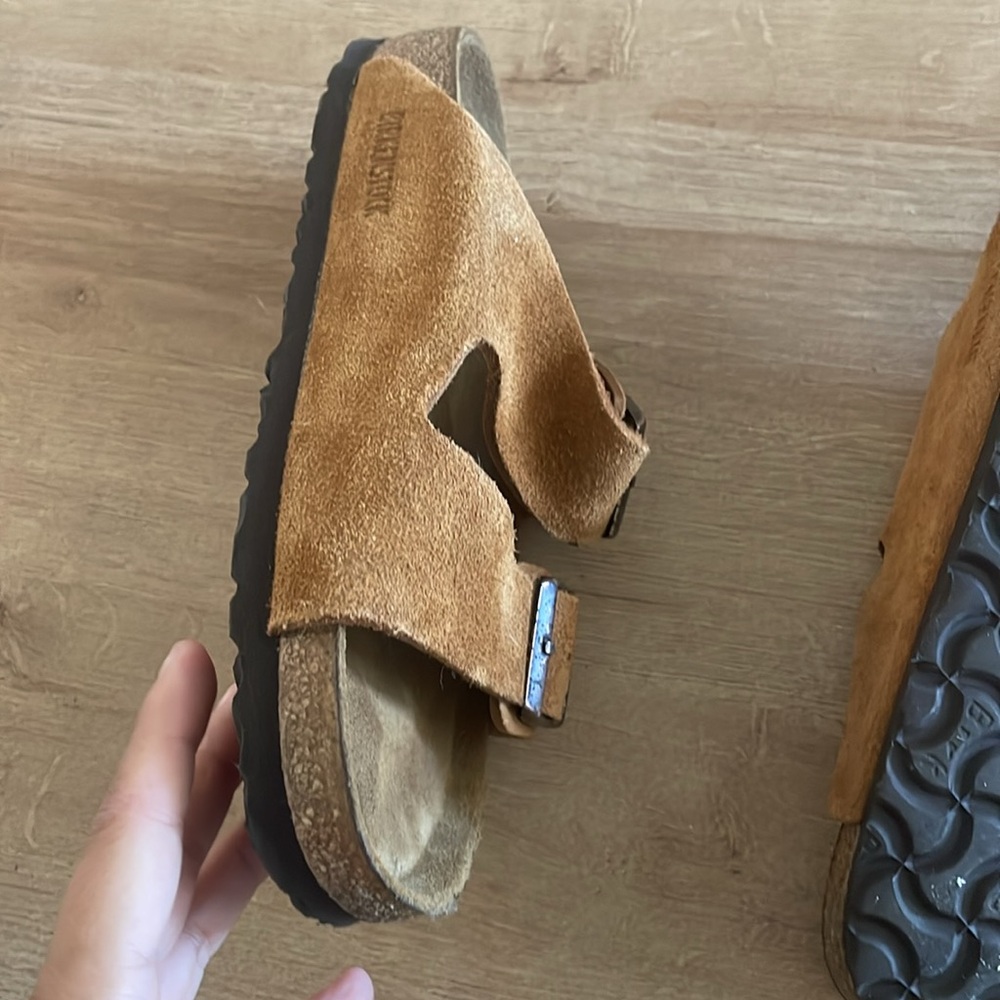 Birkenstock Women's Suede Two-Strap Sandals in Chestnut - Picture 11 of 11